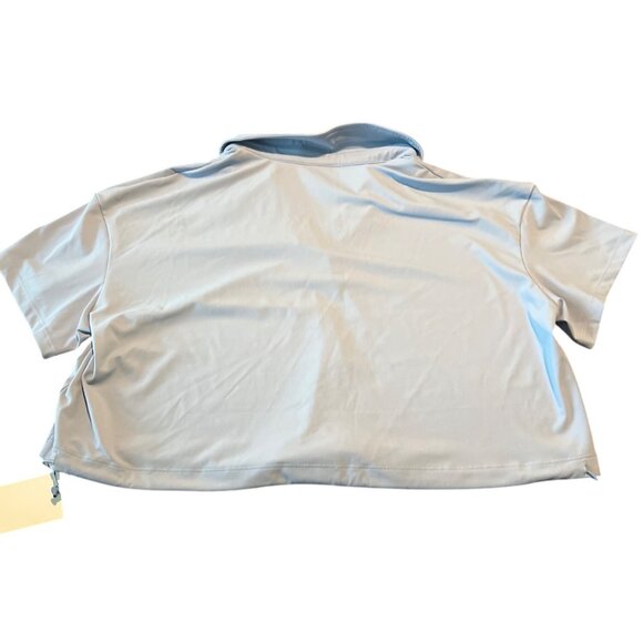 HALARA NWT Softly zero Airy Polo Drawstring Hem Cropped Womens Light Blue XL - Picture 6 of 6
